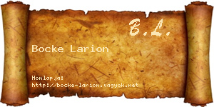 Bocke Larion névjegykártya